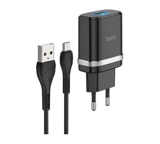 Изображение товара Сзу Hoco c12q smart 1xusb, 3а, 18w, qc3.0, led + usb кабель microusb, 1м (черный) 0L-00044849