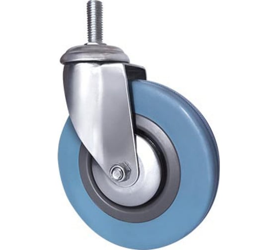 Изображение товара Колесо аппаратное поворотное SCtvb 92 (75 мм; с болтом и тормозом; синяя резина) TOR 1027146