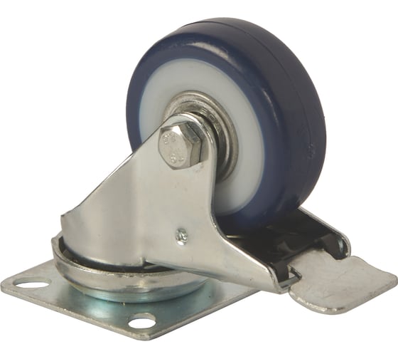 Изображение товара Колесо аппаратное поворотное SCvb 92 (75 мм с тормозом; синяя резина) TOR 1027150