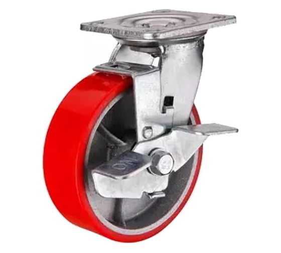 Изображение товара Колесо большегрузное поворотное SCpb 93 (75 мм; полиуретановое с тормозом (N) TOR 1027132