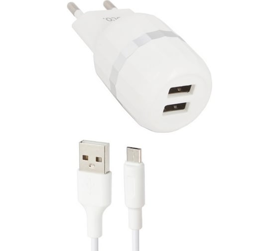 Изображение товара Сзу Hoco c41a wisdom 2xusb, 2.4а + usb кабель microusb, 1м (белый) 0L-00041046