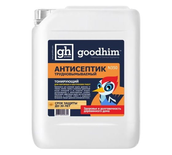 Изображение товара Трудновымываемый антисептик для наружных и внутренних работ Goodhim N 350 тонирующий, 5л 29324