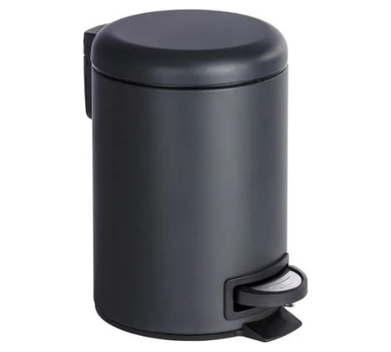 Изображение товара Урна с педалью PRIMANOVA ELIT 5л., металл / мат.чёрный, высота 27 см, диаметр 20,5 см D-20857