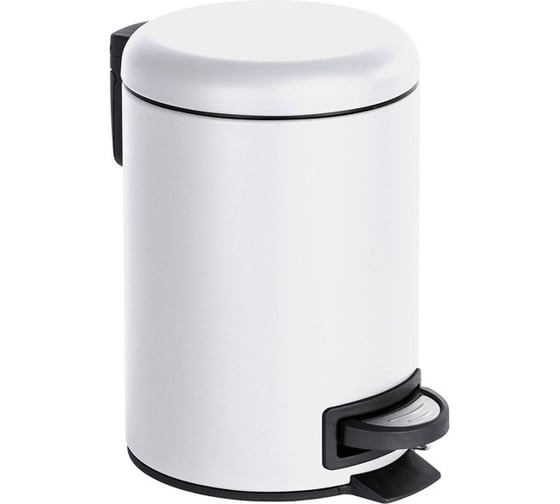 Изображение товара Урна с педалью PRIMANOVA ELIT 5л., металл / белый, высота 27 см, диаметр 20,5 см D-20858