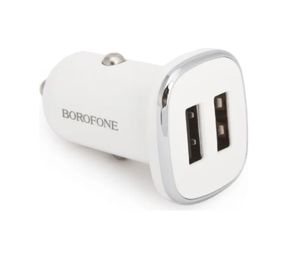 Изображение товара Автомобильное зарядное устройство Borofone bz12 lasting power 2xusb, 2.4a белый 0L-00044351