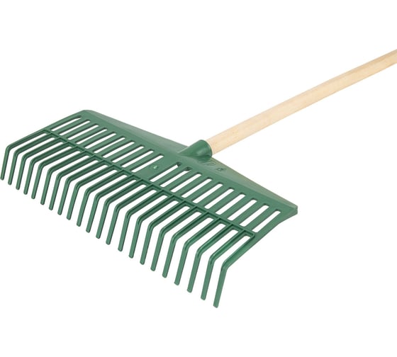 Изображение товара Пластиковые веерные грабли КЭС 425x1390 мм, 22 плоских зуба, деревянный черенок 21010034