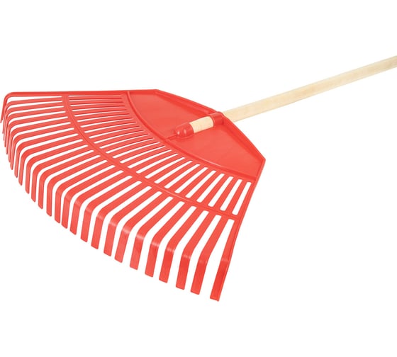 Изображение товара Пластиковые веерные грабли КЭС 600x1450 мм, 26 плоских зубьев, деревянный черенок 21010077