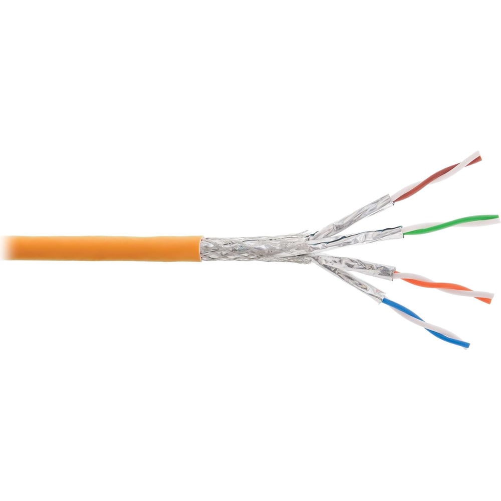 Изображение товара Кабель NIKOLAN s/ftp 4 пары категории 6a, 500м, оранжевый, внутри, LSZH, экологичный