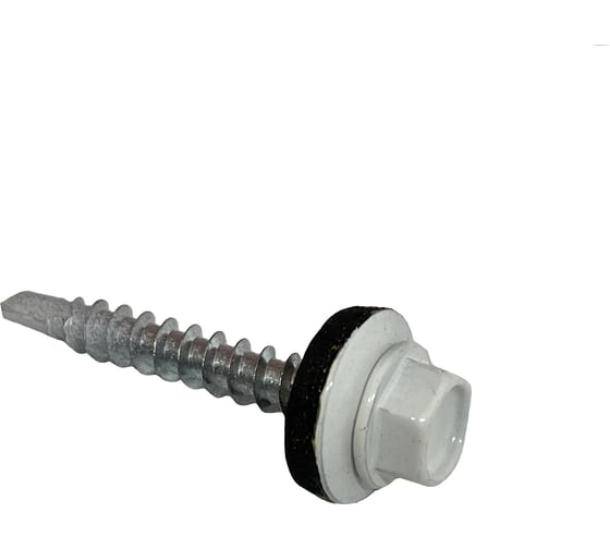 Изображение товара Кровельный саморез Steelfix 4,8x35, оцинкованный с EPDM-прокладкой, RAL9003 белый 100 шт, СК4835100Б