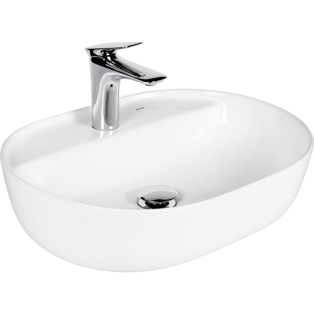 Изображение товара Накладная керамическая овальная Раковина BOND 50х39х13,5см белая с отверстием под смеситель S01-500