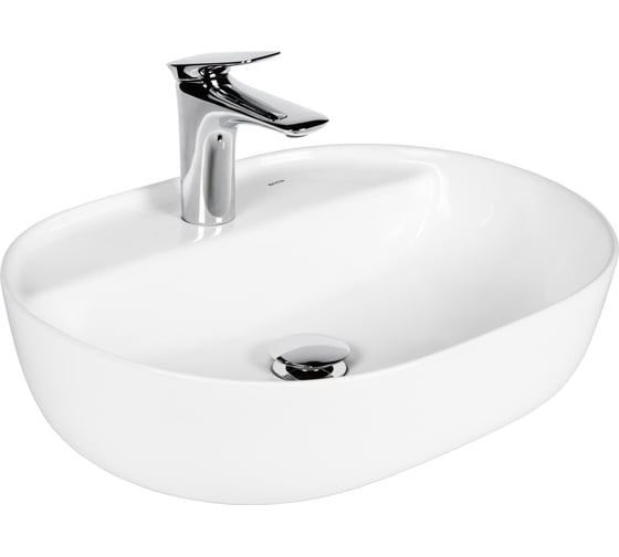 Изображение товара Накладная керамическая овальная Раковина BOND 50х39х13,5см белая с отверстием под смеситель S01-500