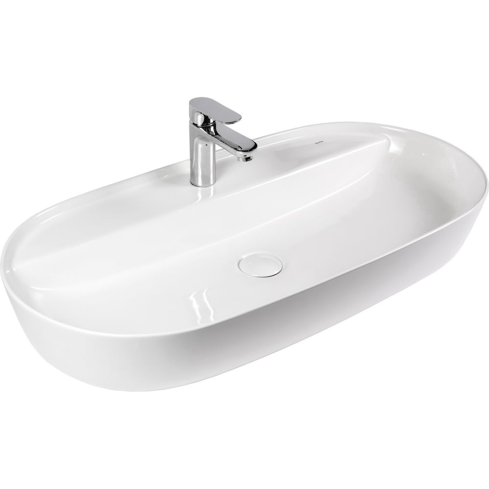 Изображение товара Раковина BOND накладная овальная 804014 см белая с отверстием под смеситель