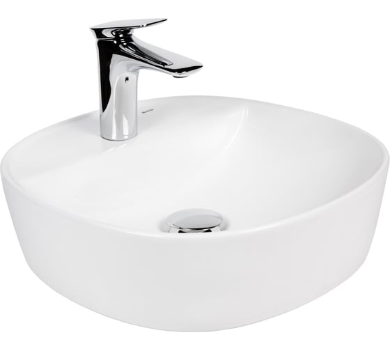 Изображение товара Раковина накладная 41х41х11,5см белая с отверстием под смеситель S01-410