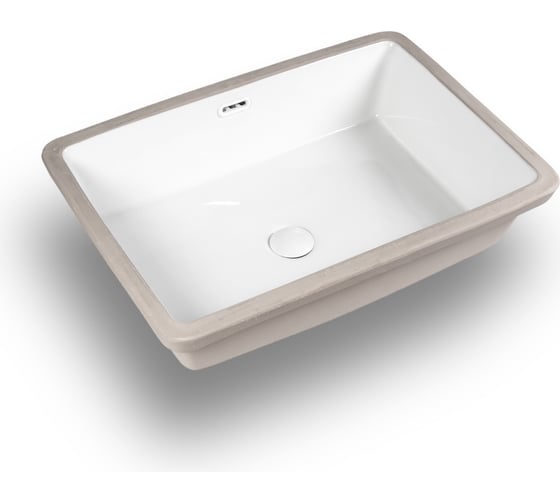 Изображение товара Раковина встраиваемая под столешницу BOND 60,5х40х18,5см прямоугольная керамическая белая с переливом S99-600