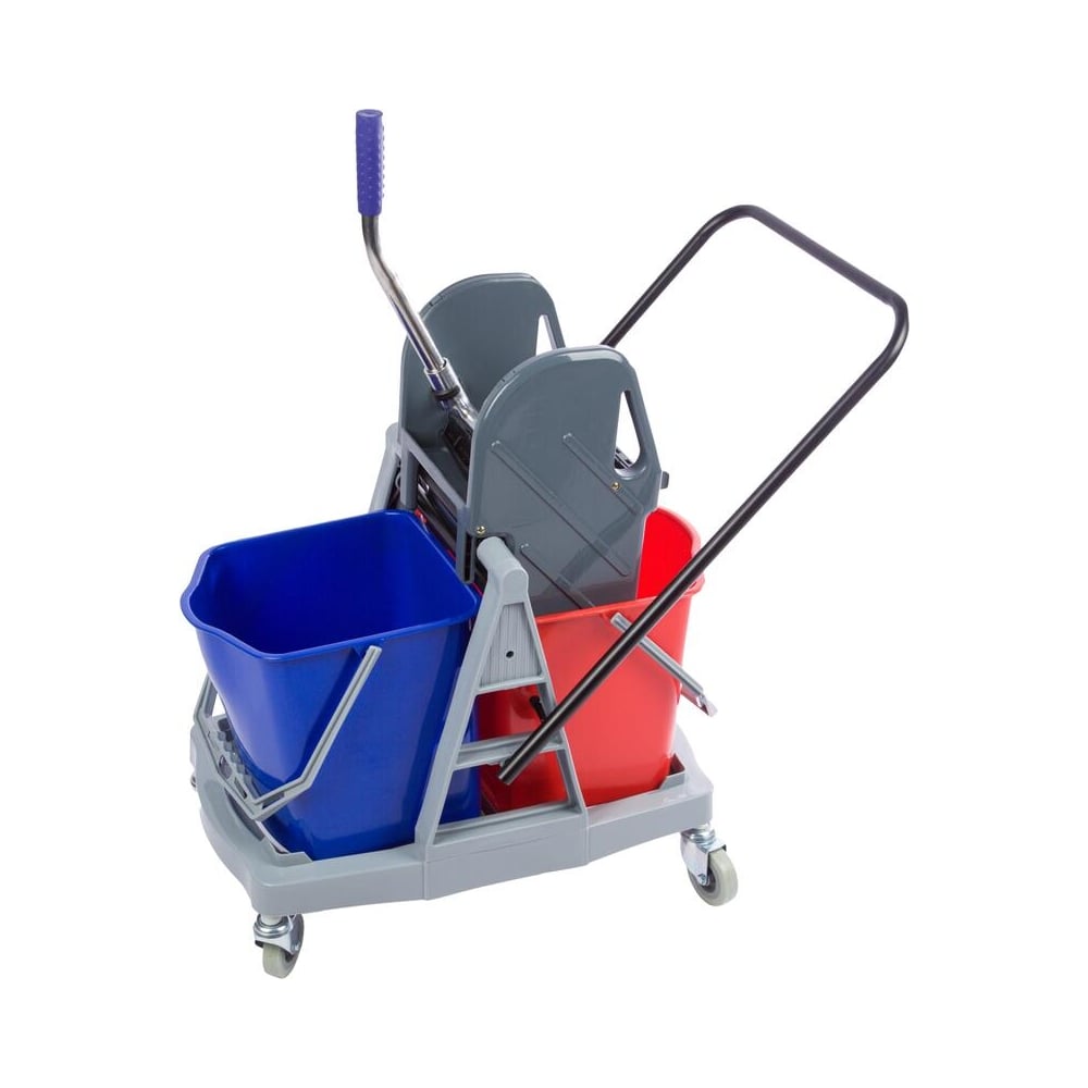 Изображение товара Уборочная тележка с отжимом Комус 71x42x93 см 2 ведра 17 л