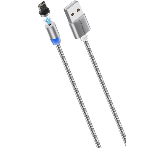 Изображение товара Дата-кабель More Choice Smart USB 2.4A для Lightning 8-pin Magnetic нейлон 1м K61Si Dark Grey