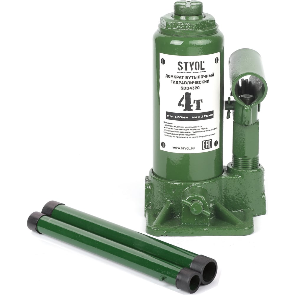 Бутылочный домкрат STVOL домкрат гидравлический matrix 50775 бутылочный 4 т высота подъема 194 372 мм в кейсе