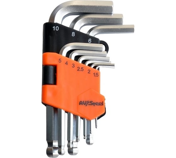 Изображение товара Набор ключей шестигранных с шаром AV Steel 9 предметов  AV-364109