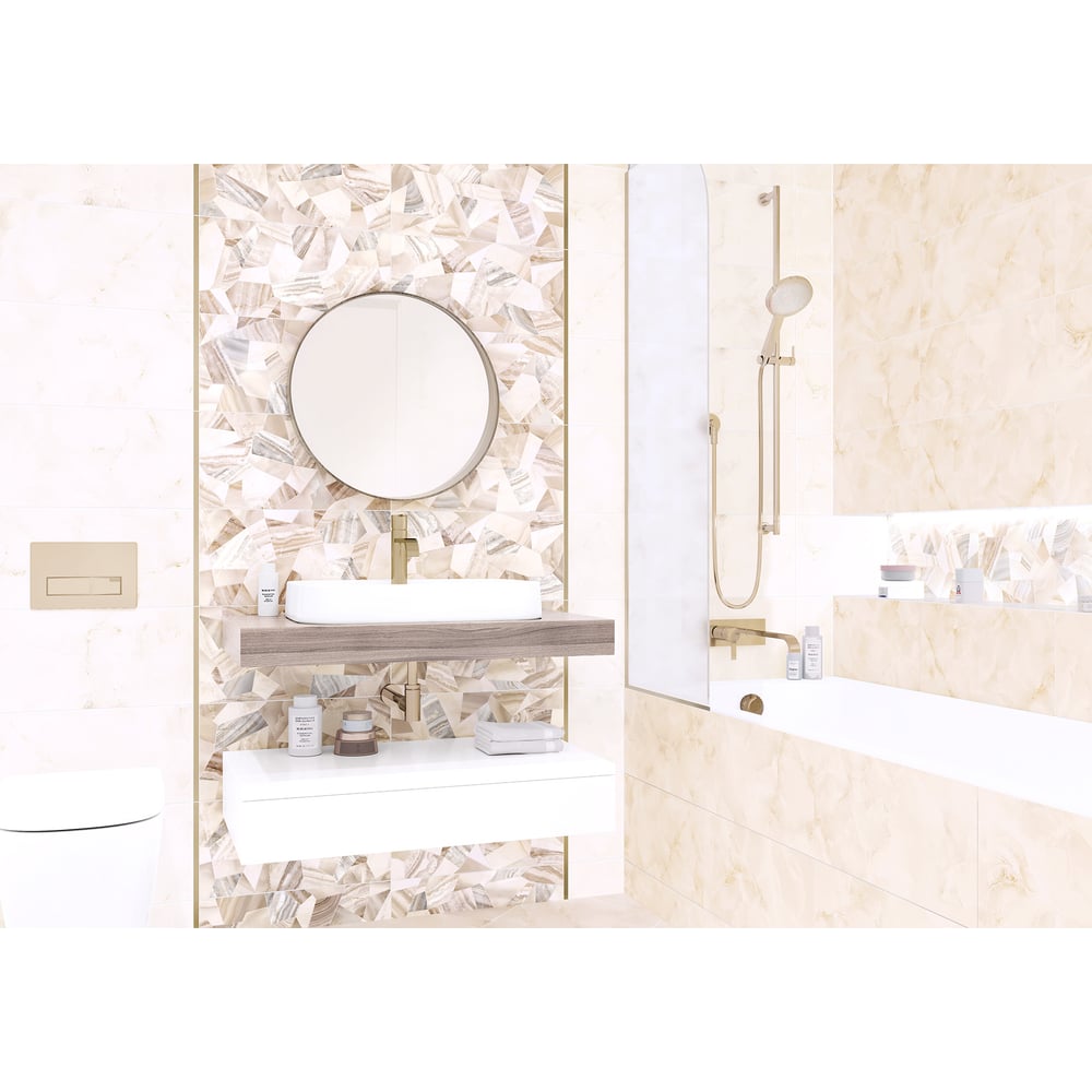 Изображение товара Облицовочная плитка AlmaCeramica Bergamo 249x500x7,5 глянцевая бежевый для стен