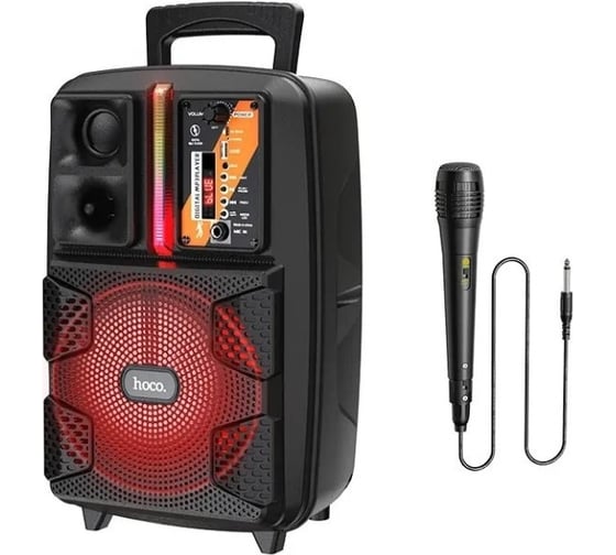 Изображение товара Колонка Hoco Bluetooth bs37 dancer bt5.0, 10w, aux/tws/fm/microsd/usb, rgb light + микрофон черный 0L-00049108