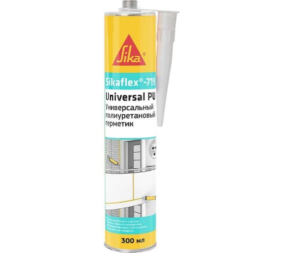 Изображение товара Универсальный эластичный полиуретановый герметик SIKA Flex-719 Universal PU темно-коричневый Картридж 300мл. 754136