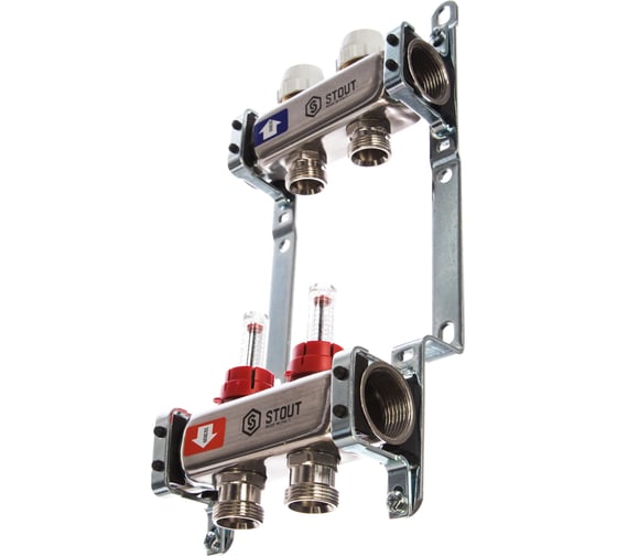 Изображение товара Коллектор из нержавеющей стали с расходомерами 2 вых. STOUT SMS 0917 000002