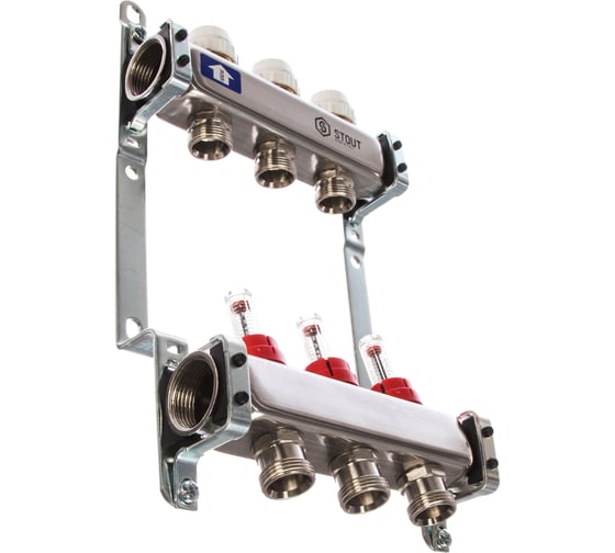 Изображение товара Коллектор из нержавеющей стали с расходомерами 3 вых. STOUT SMS 0917 000003