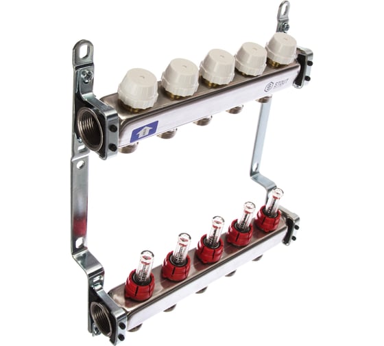 Изображение товара Коллектор из нержавеющей стали с расходомерами 5 вых. STOUT SMS 0917 000005