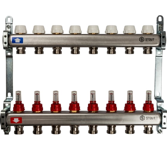 Изображение товара Коллектор из нержавеющей стали с расходомерами 8 вых. STOUT SMS 0917 000008