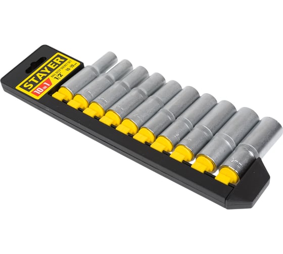 Изображение товара Набор торцовых головок STAYER RSS 10LD 1/2" DR, 10 предметов 27756-H10