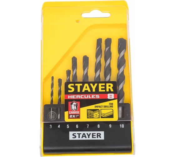 Изображение товара Набор сверл по бетону STAYER Professional Hercules 8 шт (3, 4, 5, 6, 7, 8, 9, 10 мм) 2915-H8_z02