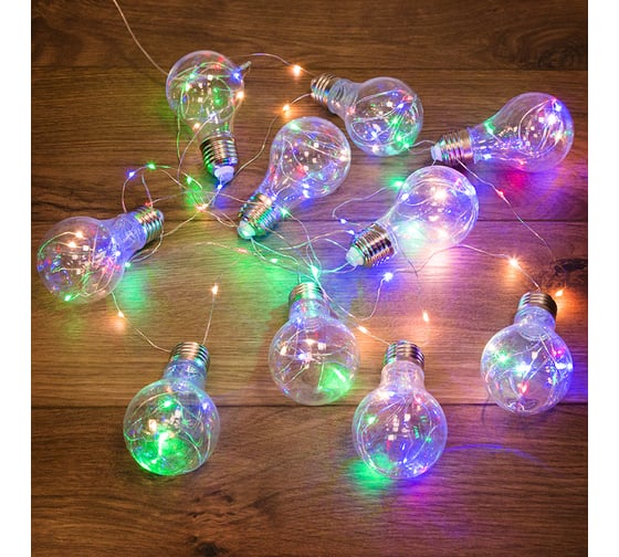 Изображение товара Светодиодная гирлянда Neon-NightРетро-лампы, мультиколор, питание 3xAA, 3 м 303-079