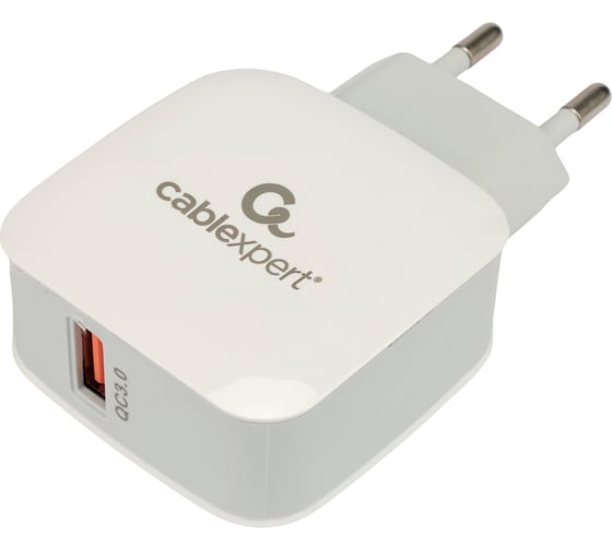 Изображение товара Зарядное устройство Cablexpert 18вт, 3а, qc3.0, 1 порт usb, белый, пакет, MP3A-PC-40