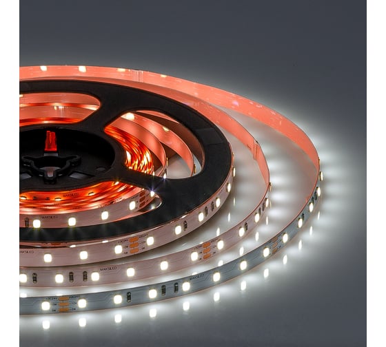 Изображение товара Светодиодная лента MAKSILED 5м, 24в, 5-13вт/м, smd2835, 70д/м, ip20, 142лм/вт, подложка 8мм, 5000к ML-R70-2835-SA-MULTI-СW-S