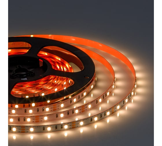 Изображение товара Светодиодная лента MAKSILED 5м, 12в, 5-14вт/м, smd2835, 60д/м, ip20, 113лм/вт, подложка 8мм, 3000к ML-R60-2835-SA-MULTI-WW-S