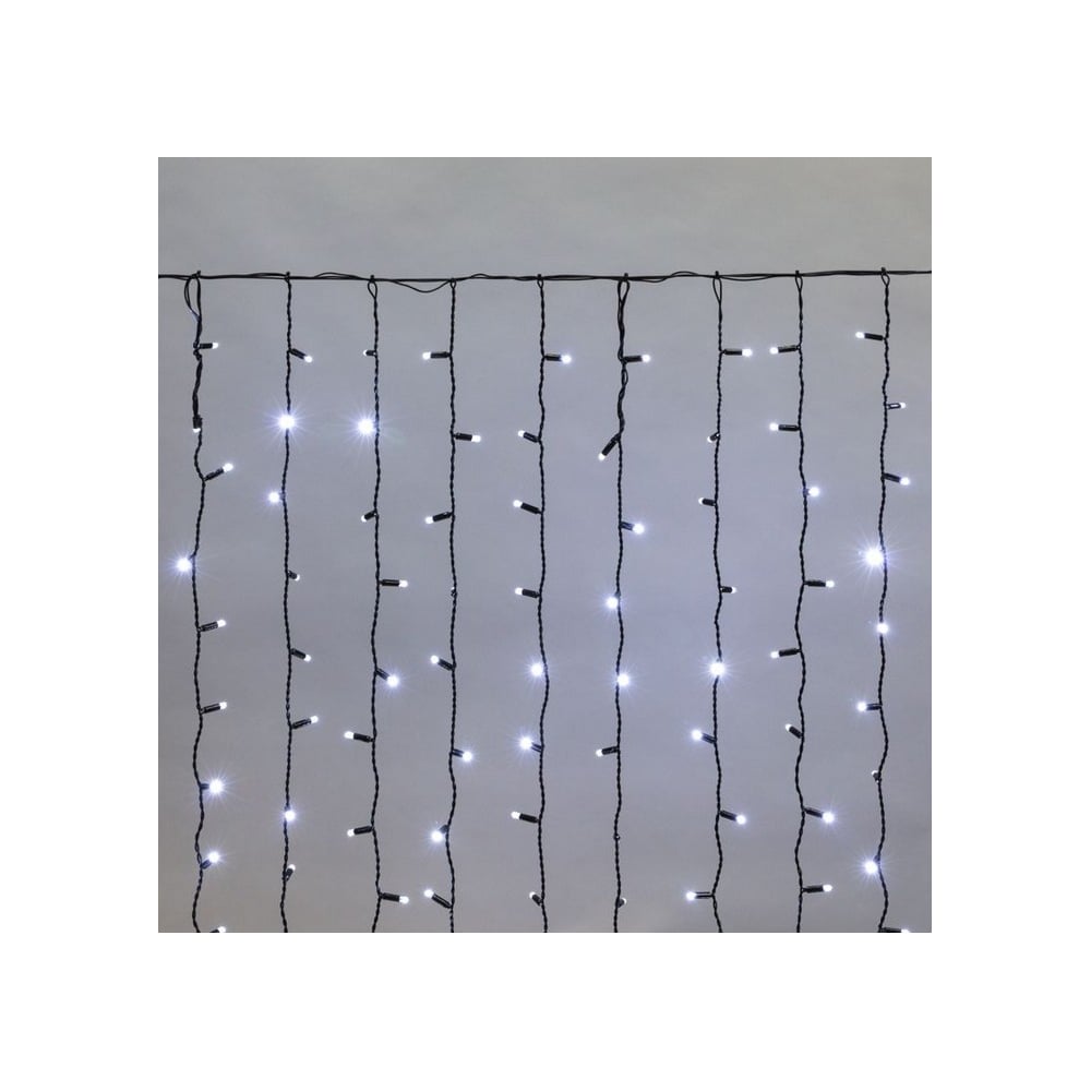 Изображение товара Гирлянда Neon-Night Занавес 2x1,5м, 300 LED белый, черный ПВХ, IP65, с эффектом мерцания, без блока питания 235-231