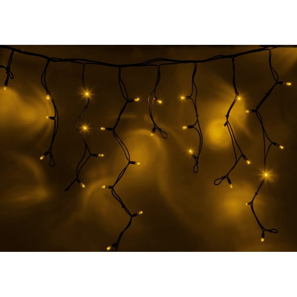 фото Гирлянда neon-night айсикл бахрома, 4,0 х 0,6 м, черный каучук ip65, 128 led желтые 255-221
