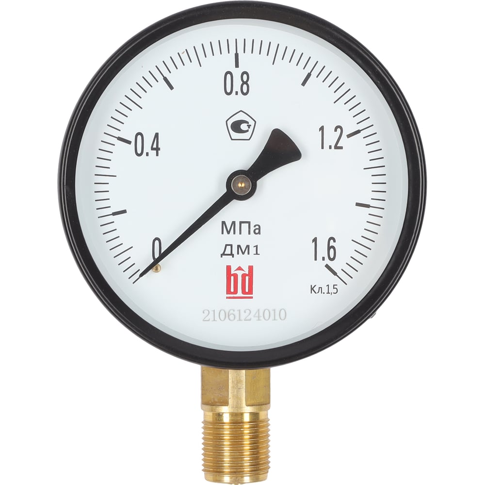 Изображение товара Манометр ДМ 1 Т2 100 Р (0-1.6) МПа, кл.1,5, G1/2 BD 1151100012