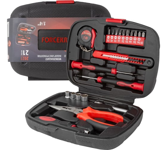 Изображение товара Набор инструментов Forcekraft 21 пр, 1/4", в кейсе FK-2021(51647)