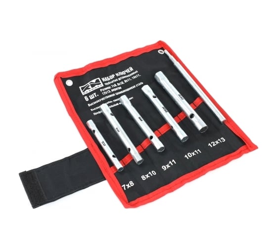 Изображение товара Набор трубчатых штампованных ключей REDMARK 7x8 - 12x13 + вороток, в сумке, 5+1 шт. RM201625