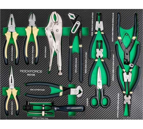 Изображение товара Набор шарнирно-губцевого инструмента Rockforce 13пр., в ложементе RF-K5136(51386)