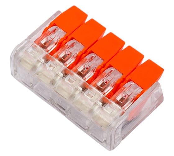 Изображение товара Зажимная клемма для соединения кабелей Pro Legend 5 контактов, прозрачная, 5 штук PL3823