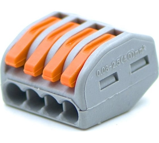 Изображение товара Зажимная клемма для соединения кабелей Pro Legend 4 контакта, серая, 5 штук PL3818