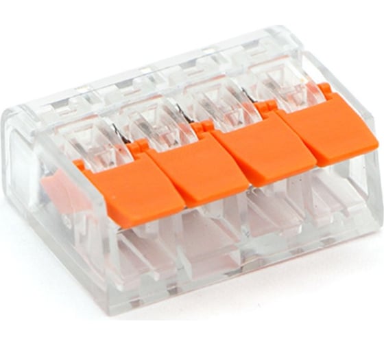 Изображение товара Зажимная клемма для соединения кабелей Pro Legend 4 контакта, прозрачная, 5 штук PL3824