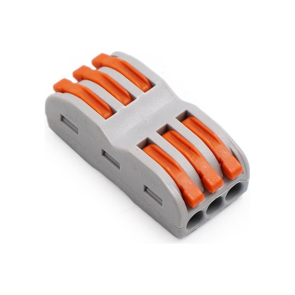 Изображение товара Двуразовая зажимная клемма для соединения кабелей, 3 контакта, серый, 5 шт