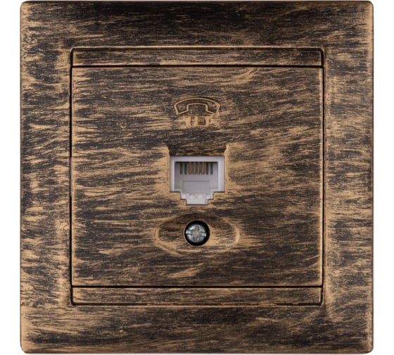 Изображение товара Розетка телефонная RJ11 TDM ELECTRIC старинная бронза, серия "Лама" SQ1815-0756