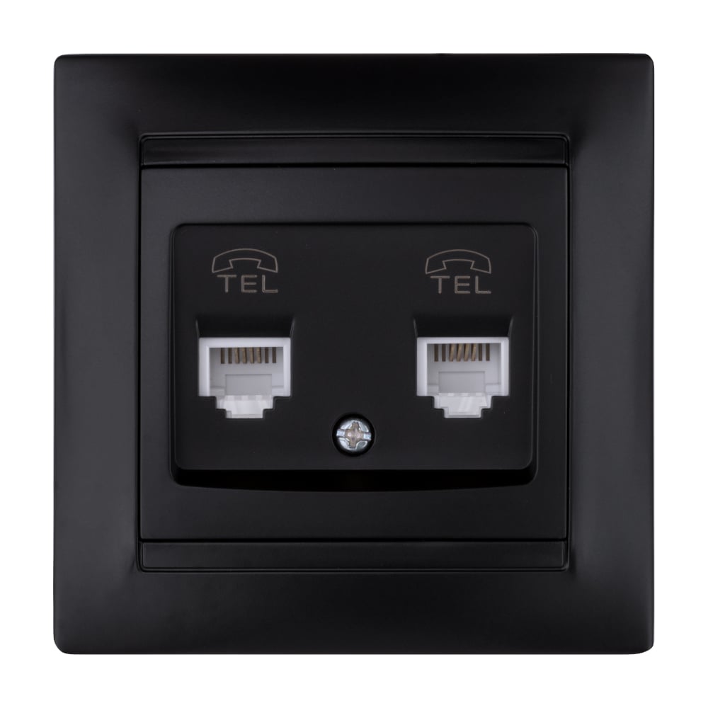 Изображение товара Двойная телефонная розетка RJ11 графитовая Лама SQ1815-0618 для домашнего и офисного использования