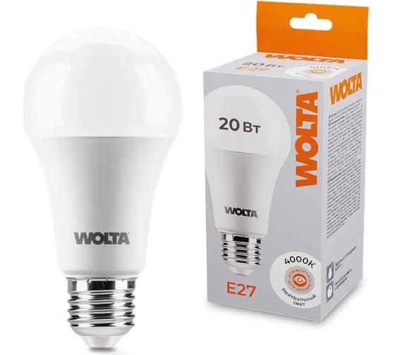 Изображение товара Светодиодная лампа Wolta LED груша, A60, 4000K дневной свет 25S65BL20E27