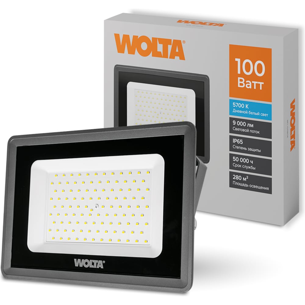 Изображение товара Светодиодный прожектор Wolta 100Вт холодный белый IP65 противоударный