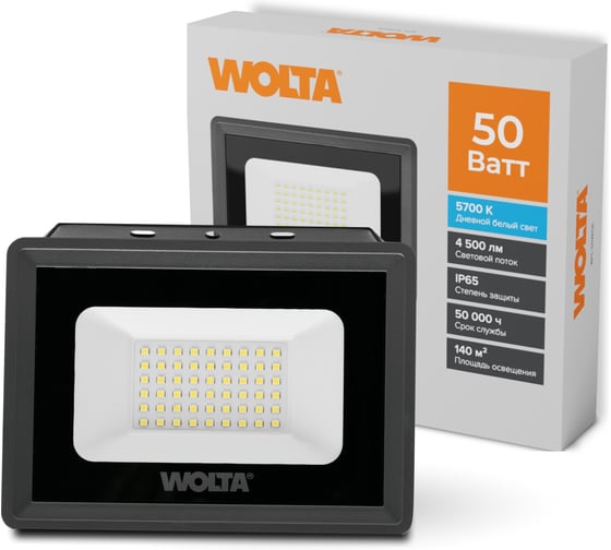 Изображение товара Светодиодный прожектор Wolta 5700K, Холодный свет, 50Вт, светодиоды SMD, IP65, цвет серый WFL-50W/06